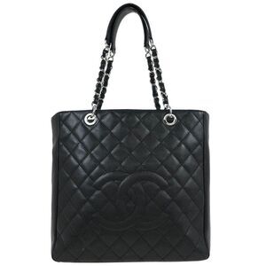 Chanel Petite Shopping Tote Quilted Caviar Black Leather Tote Bag Bag